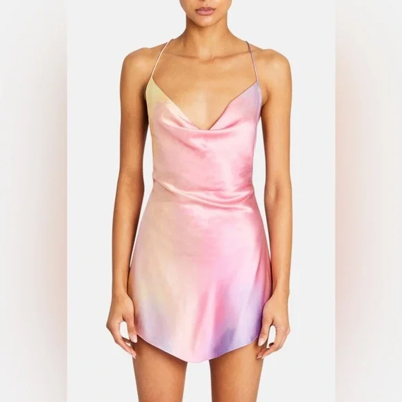 SER.O.YA ($398) Pracilla Dress in Sunset Tie Dye - Silk cowl neck - SIZE S - Picture 4 of 13